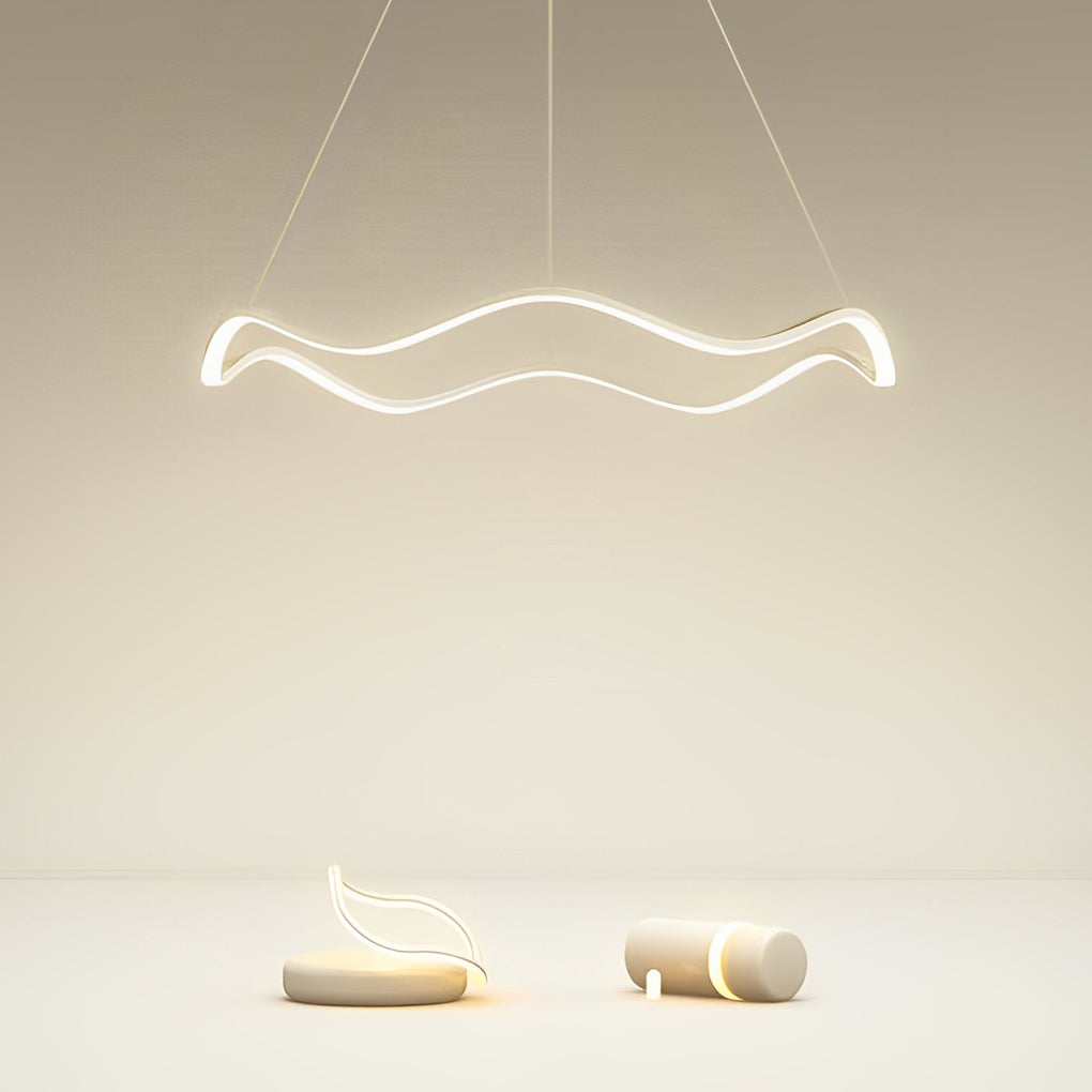Circular Wavy LED Stepless Dimming Modern Chandelier Hanging Ceiling Light Fixture
