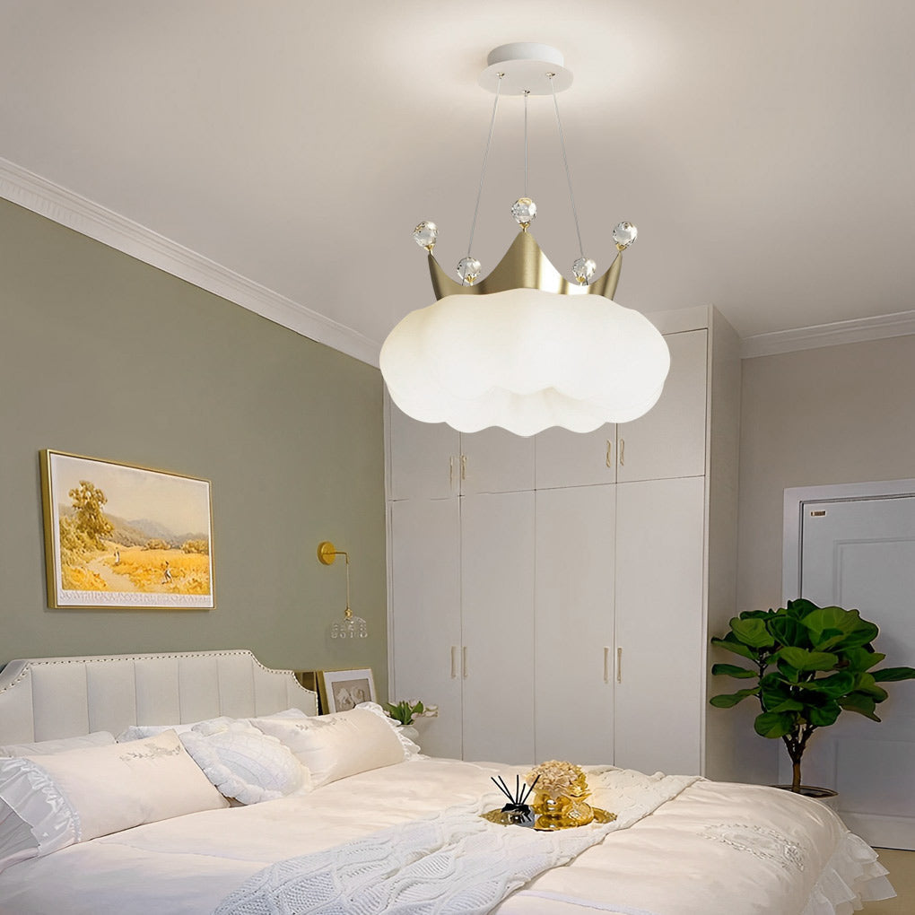 Clouds Crystal Crowns LED Three Step Dimming Ins Modern Chandelier Light Design