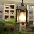 Small Square Waterproof Glass Black Modern Outdoor Pendant Lights - Dazuma