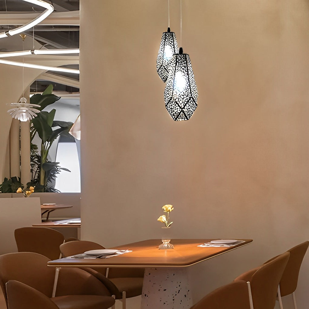 Hollow Stainless Steel Gourd Electroplated Postmodern Chandelier Design