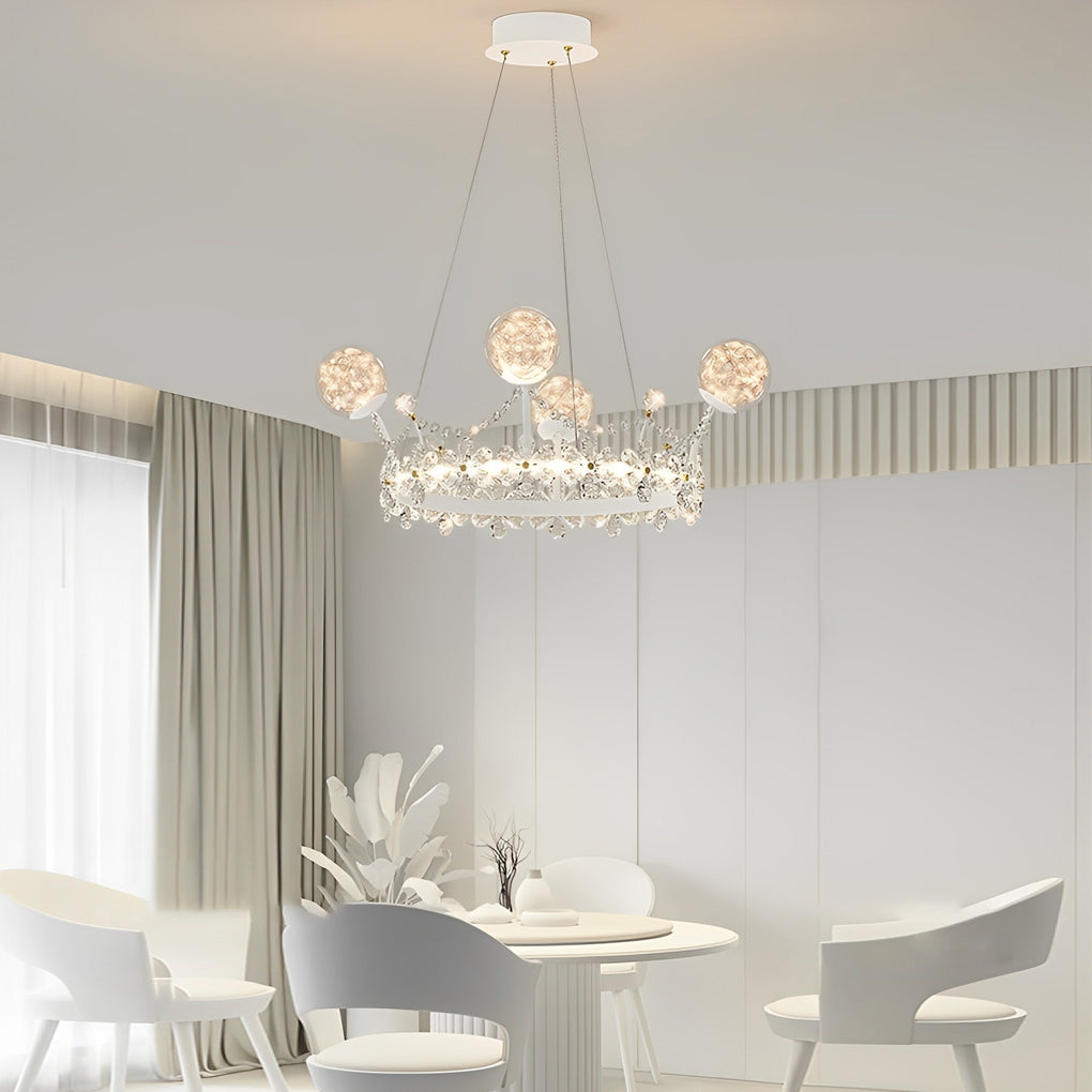 Flower Decor Crowns Crystal Glass Three Step Dimming Nordic Chandelier Design
