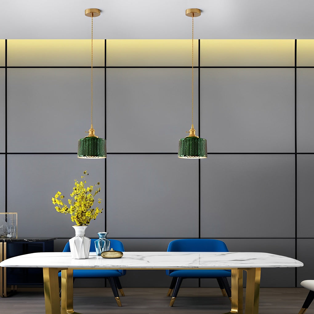 Creative Personality LED Copper Glass Green Retro Nordic Pendant Lightings