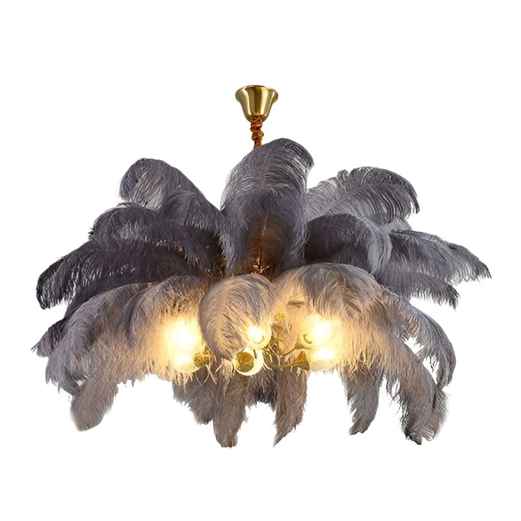 Creative Feathers Copper Ins Nordic Chandelier Flush Mount Ceiling Lighting