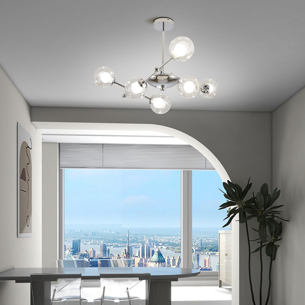 Minimalist Three Step Dimming Glass Globe American Style Chandelier Design