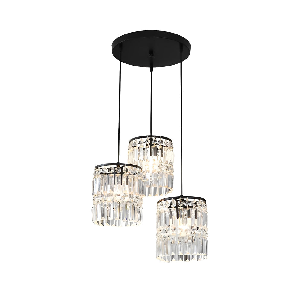 Cylindrical Crystal Shade Three Step Dimming Nordic Hanging Lights Fixture Design