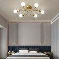 4/6/8-Light Curved Arms White Shade Modern Ceiling Light Fixture - Dazuma