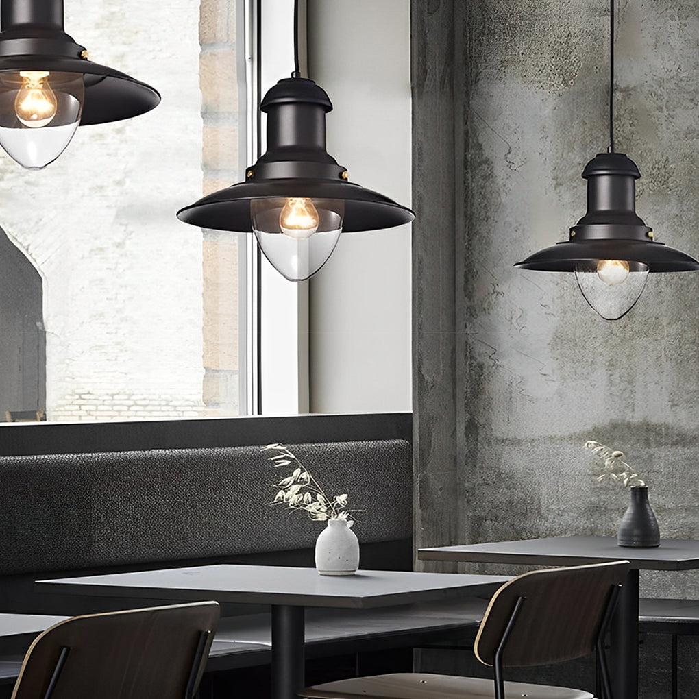 Round Retro Metal Hat Industrial Style Small Chandelier Pendant Lightings