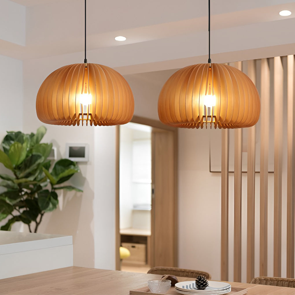 Creative Wood Pumpkin-Shaped Retro Nordic Chandelier Pendant Lighting
