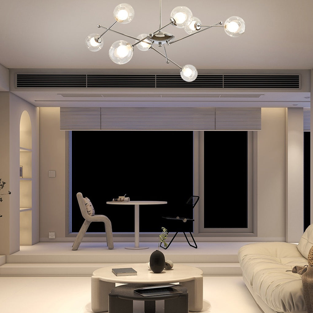 Minimalist Three Step Dimming Glass Globe American Style Chandelier Design