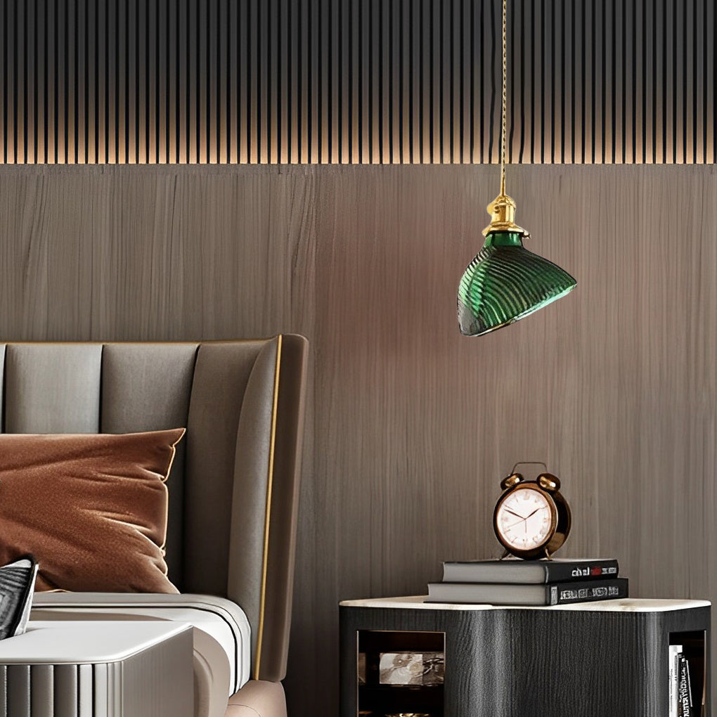 Creative Personality LED Copper Glass Green Retro Nordic Pendant Lightings
