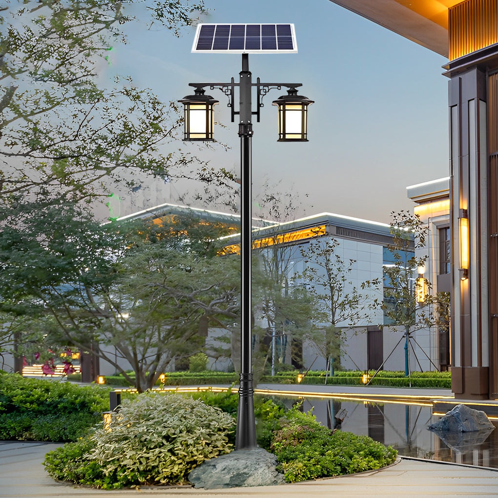 Vintage Waterproof 3 Step Dimming LED Solar Outdoor Pole Lights with Remote - Dazuma