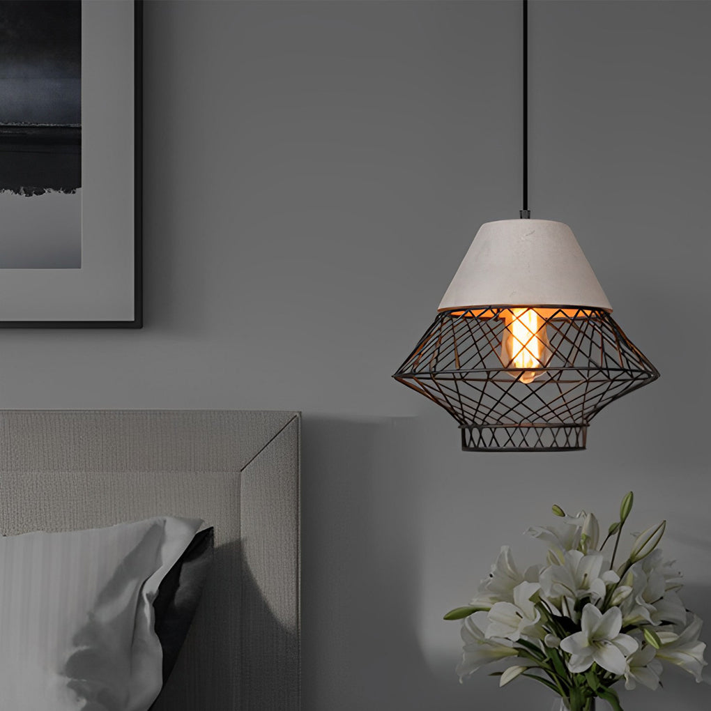 Cement Iron Cage Retro Industrial Pendant Lighting Kitchen Island Lighting