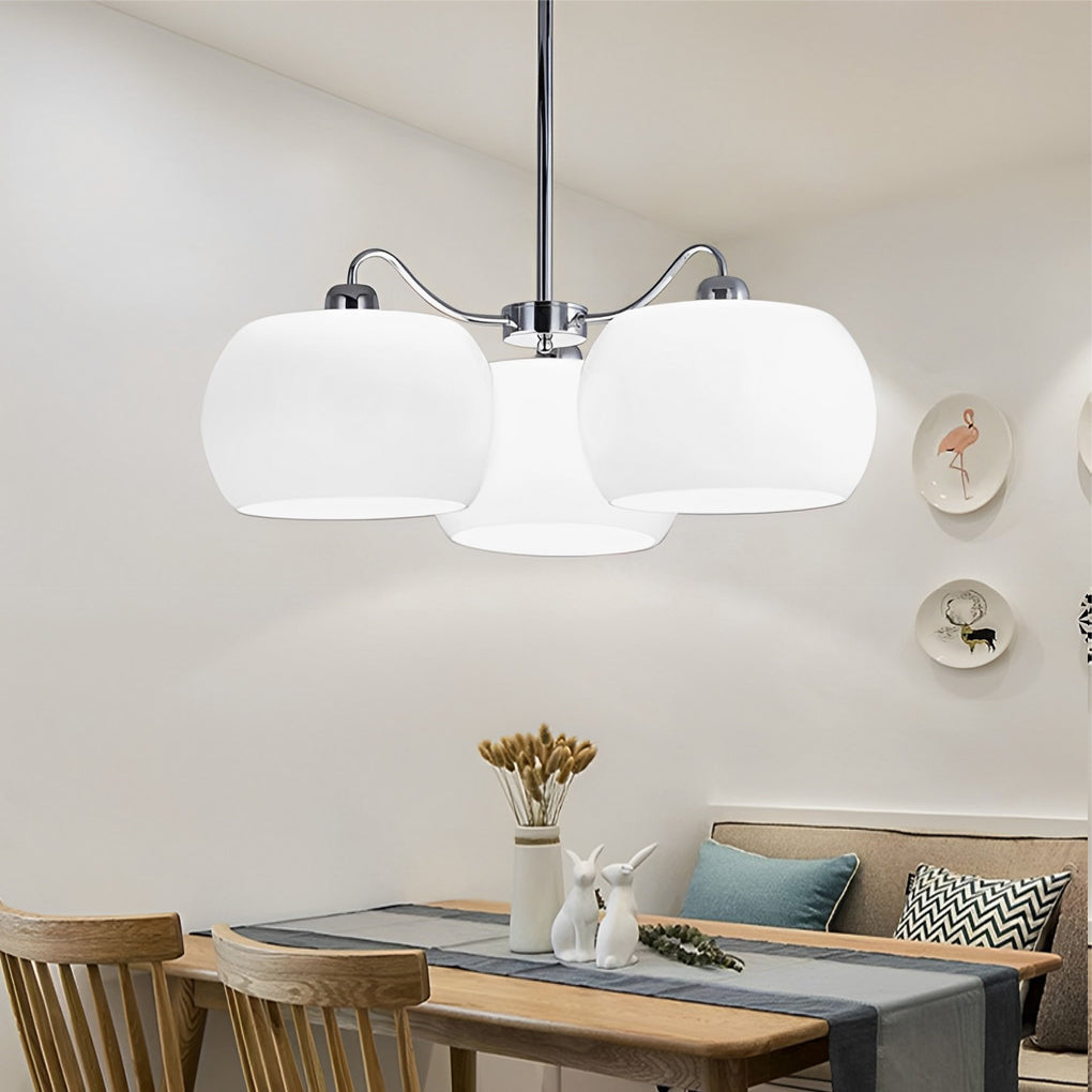 3 Lights Glass E27 White Vintage Chandelier Pendant Light Hanging Light Fixture