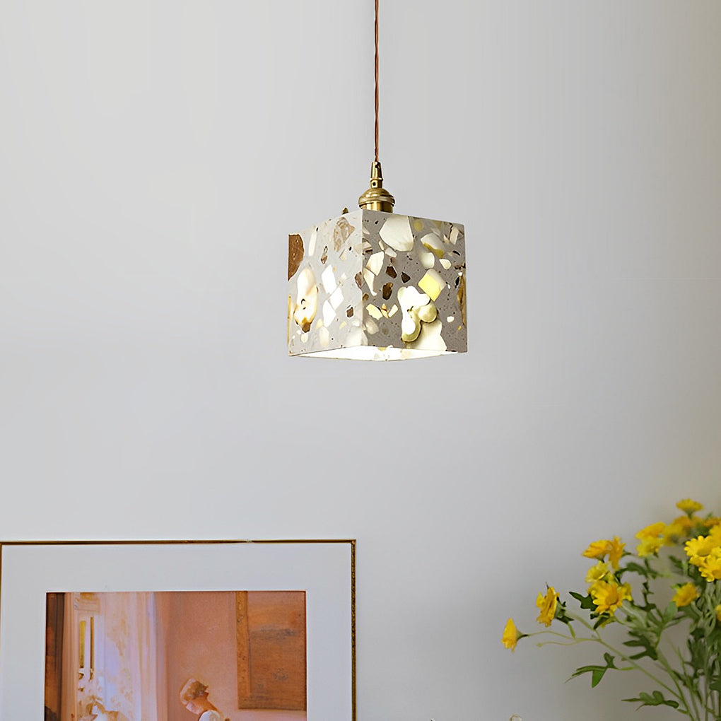Retro Creative Terrazzo Concrete Eye Protection Nordic LED Chandelier Design