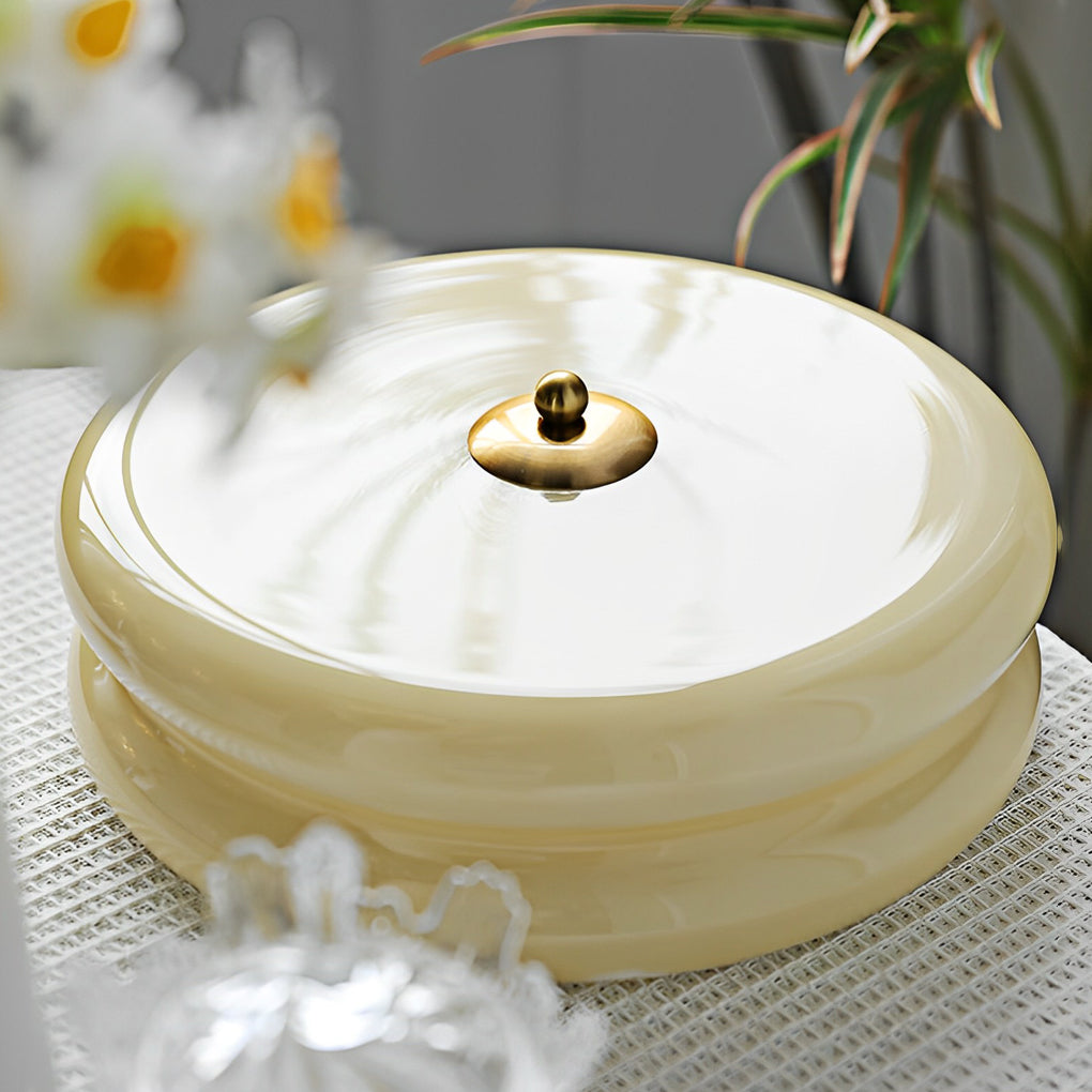 Round Glass Drum Three Step Dimming LED Nordic Ceiling Lighting Fixture