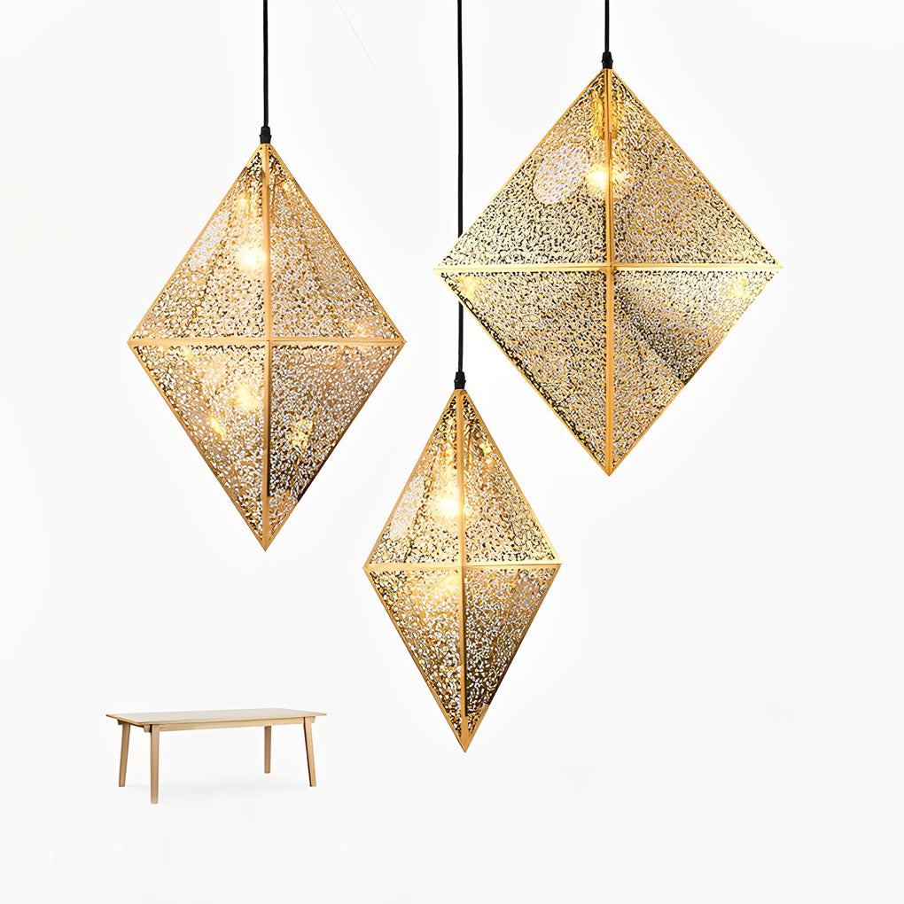 Stainless Steel Geometric Polyhedral Art Hollow Postmodern Chandeliers Design