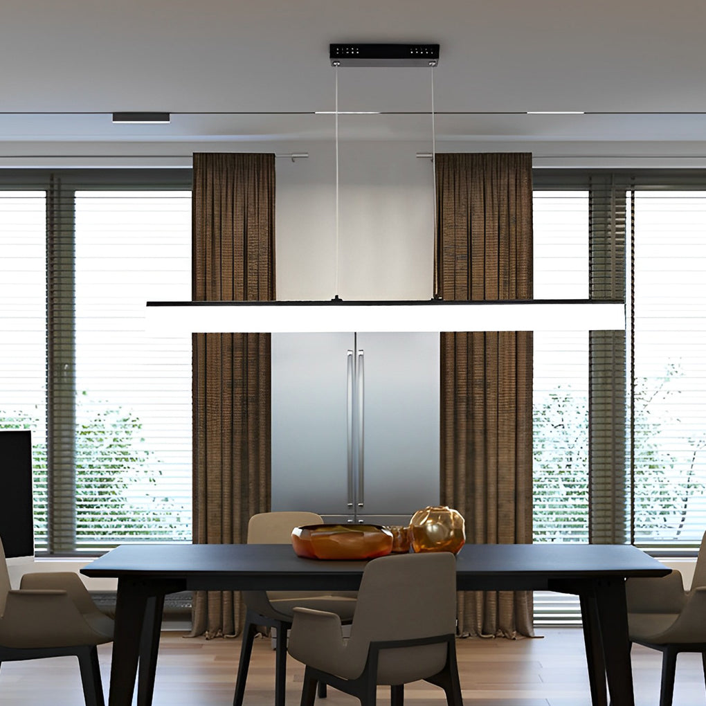 Minimalist Linear Strip Stepless Dimming LED Black Modern Chandelier Design