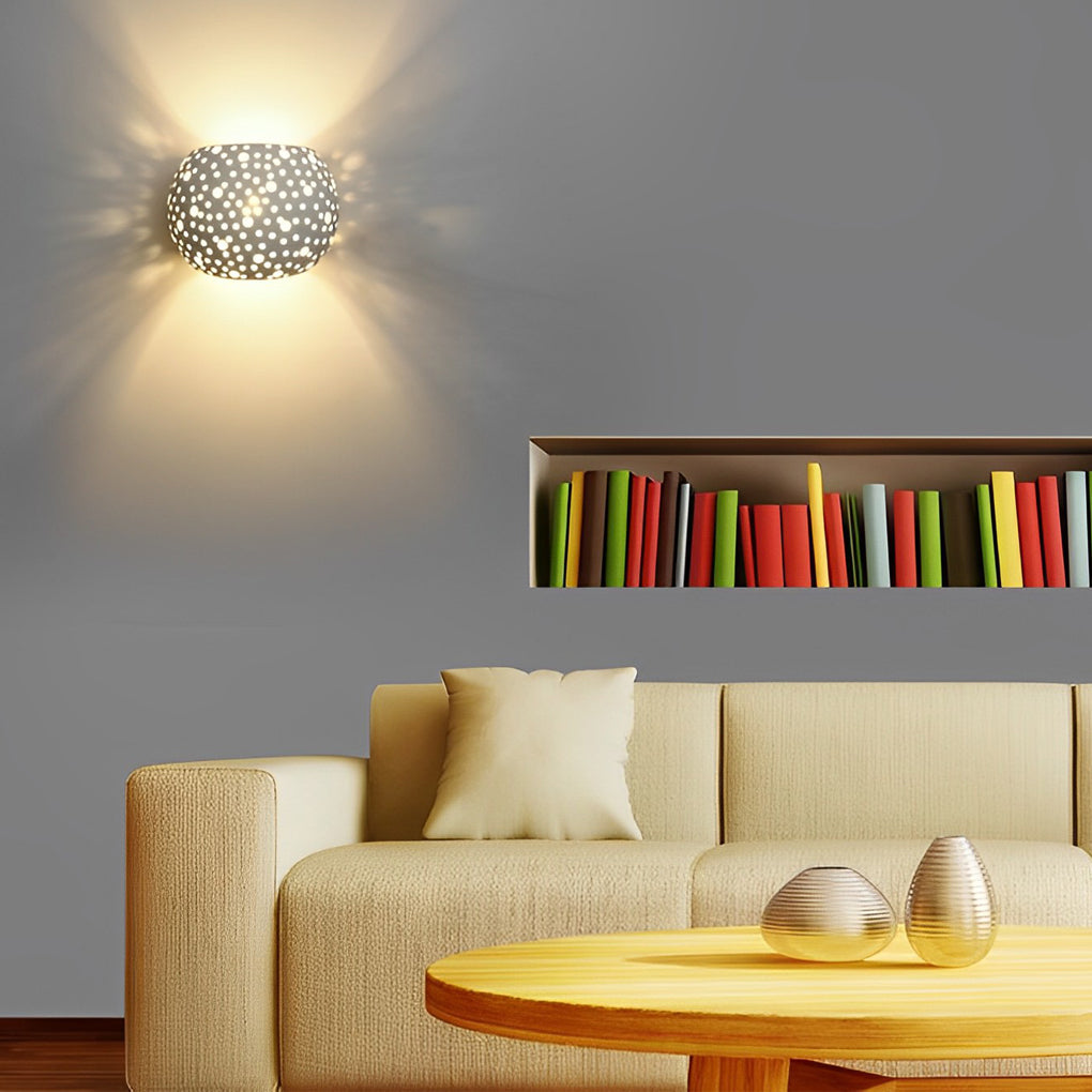 Round Creative Hollow LED up and down Lighting White Nordic Wall Lamp - Dazuma