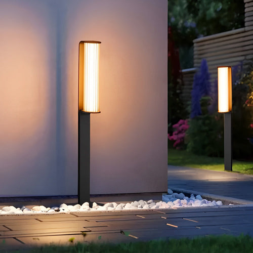 Back-to-Back Dual Cylinder LED Pathway Lights Black Waterproof Outdoor Lamp
