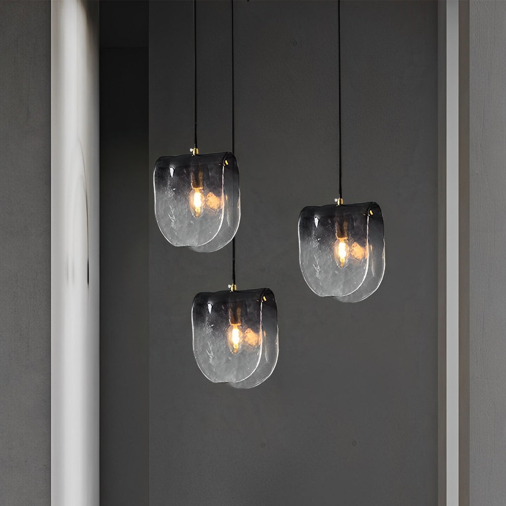 Gradient Smokey Gray Glass Post-Modern Small Chandelier Pendant Lightings