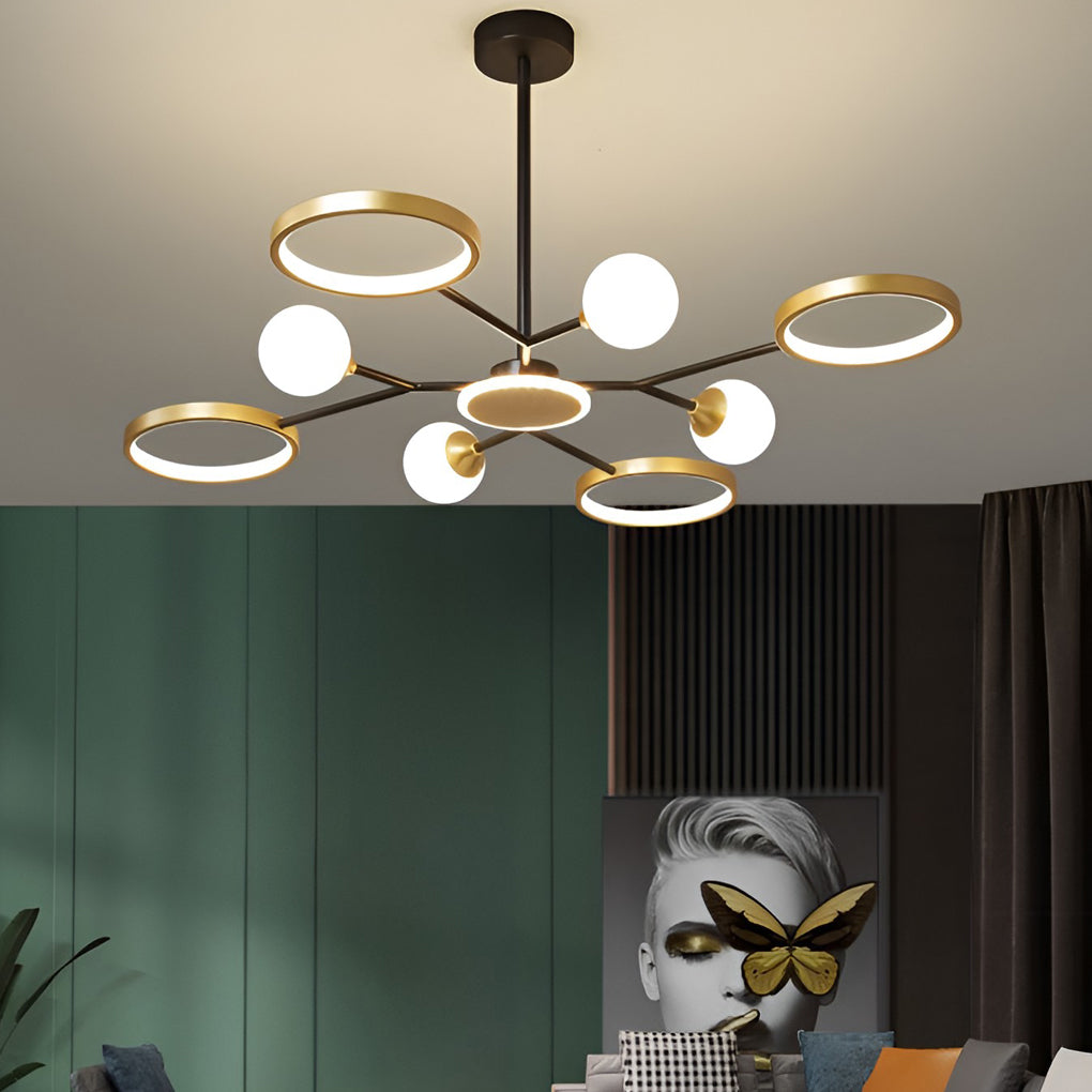 6 Lights Circles LED Modern Ceiling Lights Chandelier Hanging Light Fixture