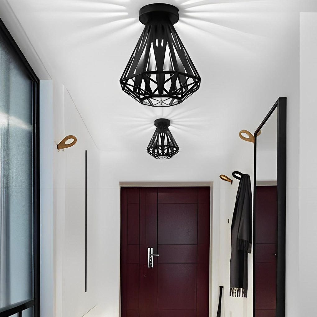 Retro Personality Iron Cage LED American Style Ceiling Lighting Fixture