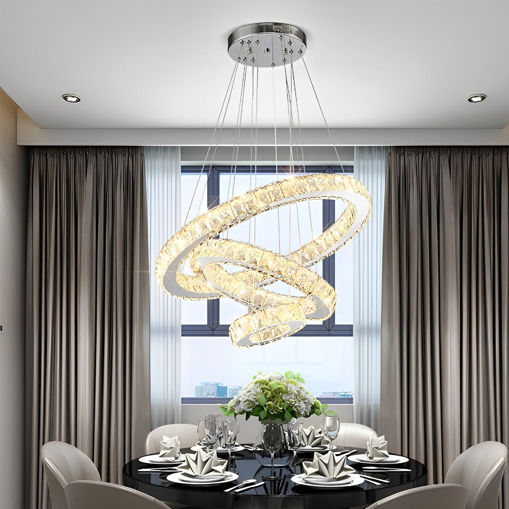 Luxury Crystal LED Chandelier 3-Tier Geometric or Stacked LED Pendant light Design
