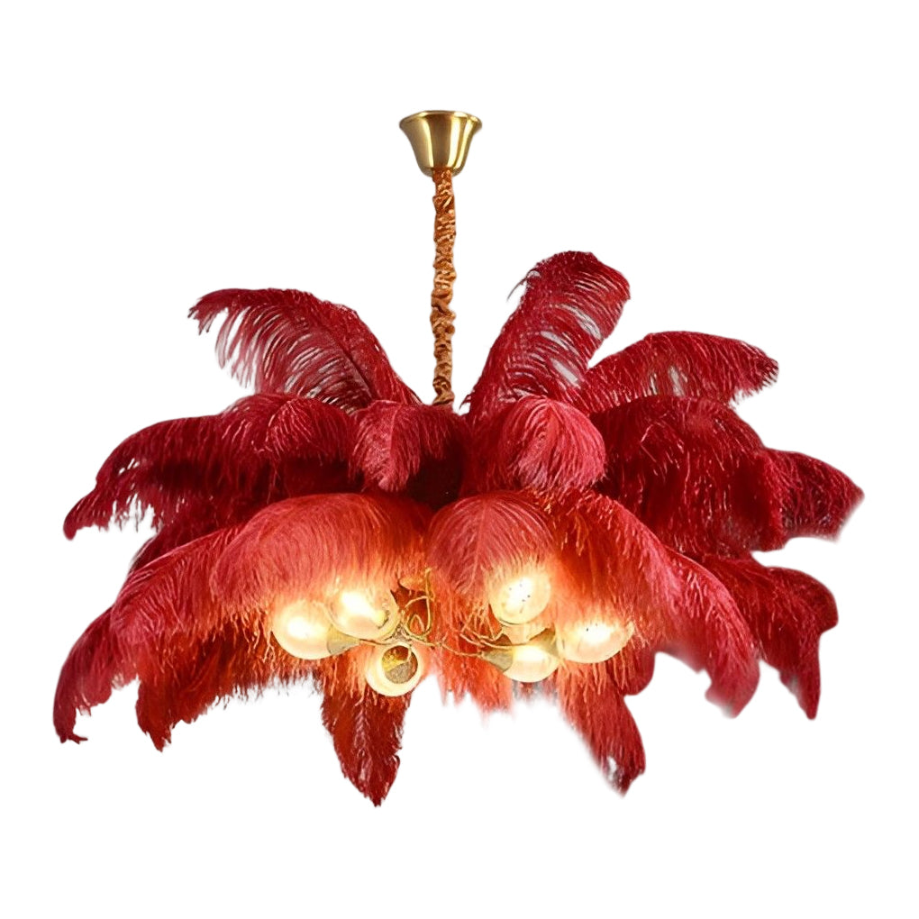 Creative Feathers Copper Ins Nordic Chandelier Flush Mount Ceiling Lighting
