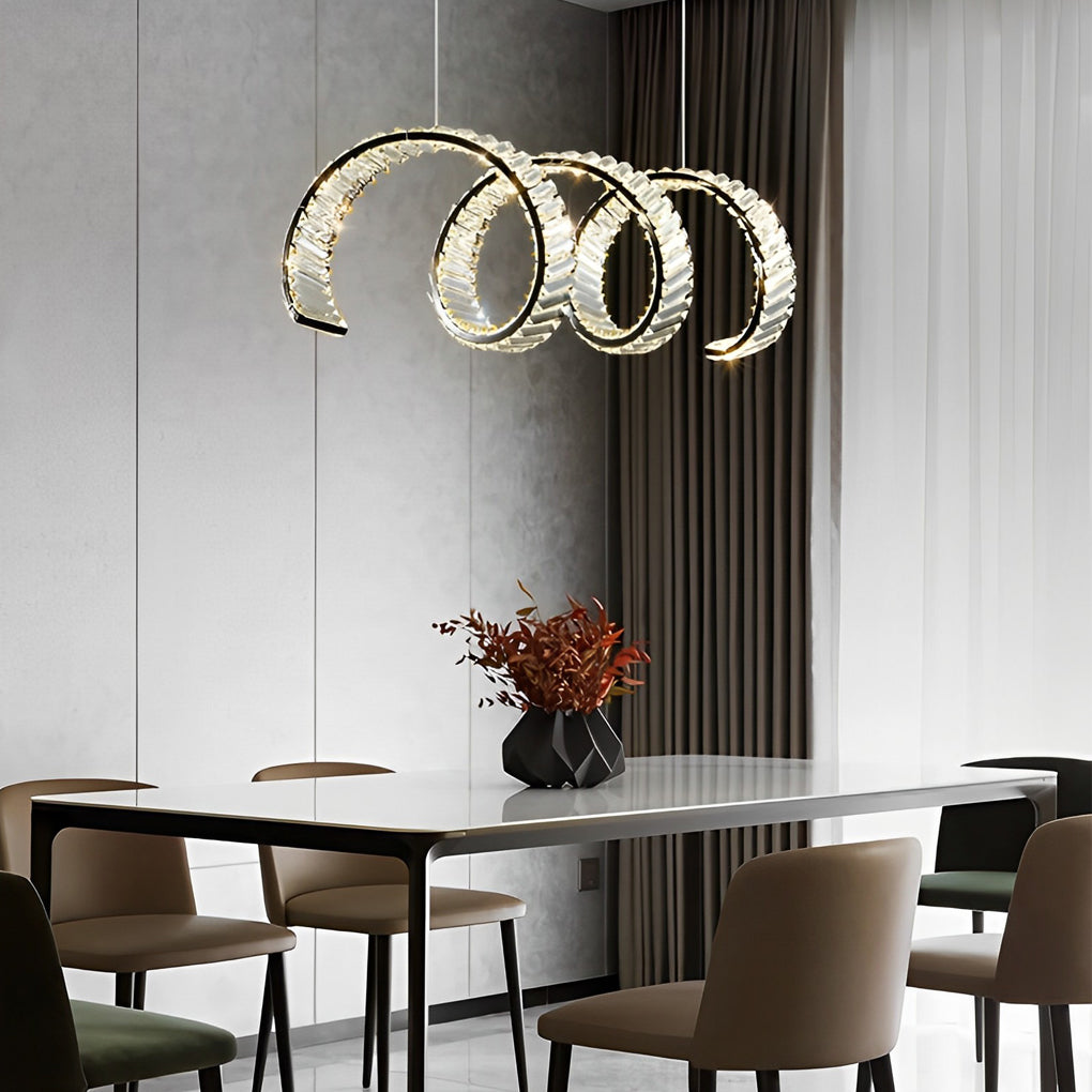 Creative Crystal Waves 3 Step Dimming LED Modern Dining Room Chandeliers Design