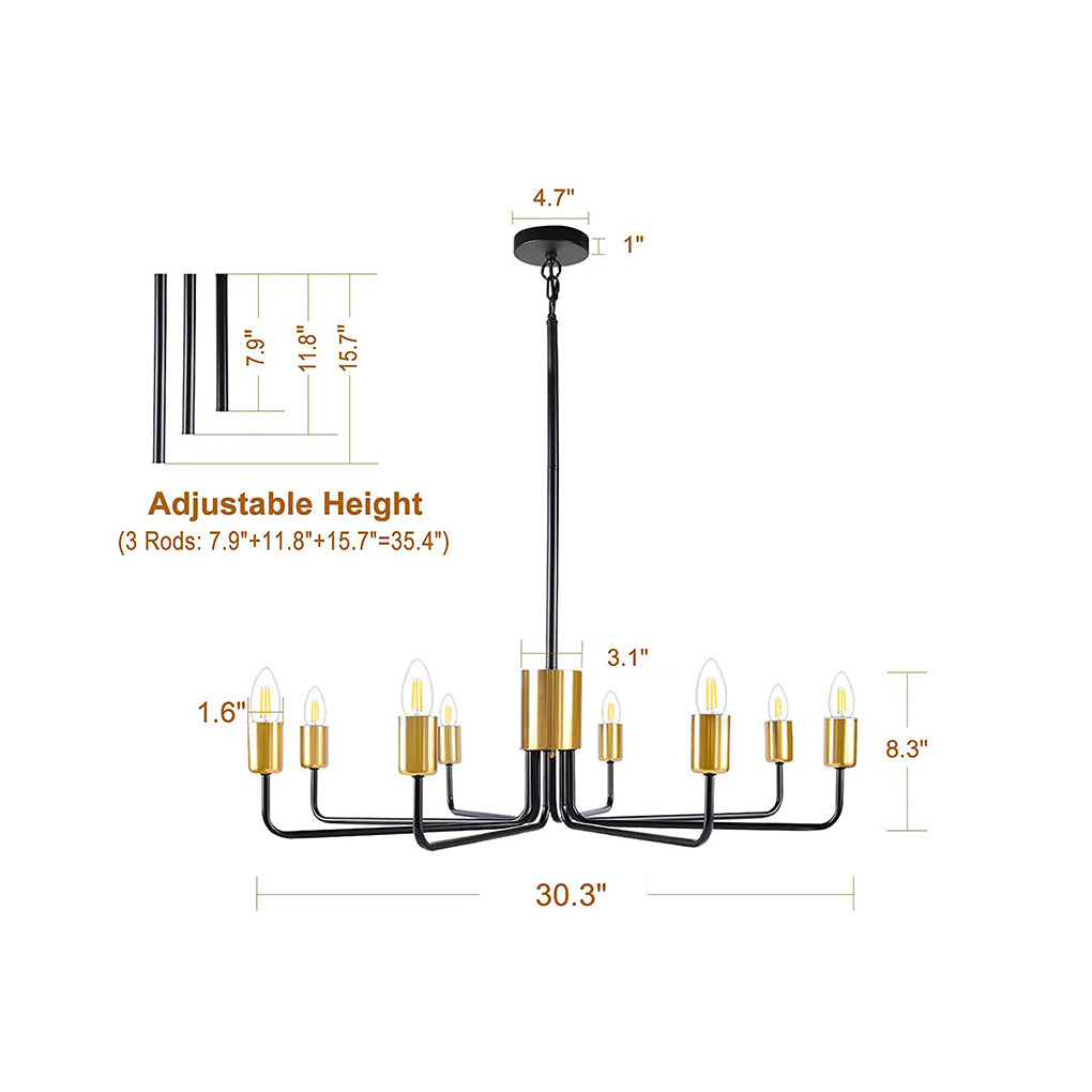 8 Lights Iron Farmhouse Creative American Style Chandelier Ceiling Lighting Fixture
