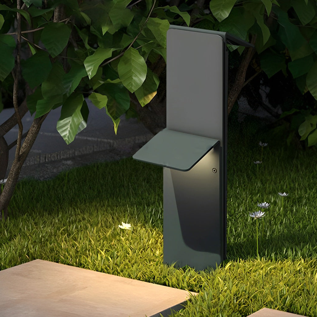 Modern Vertical LED Solar Pathway Lights Dual Panel Downlighting Design