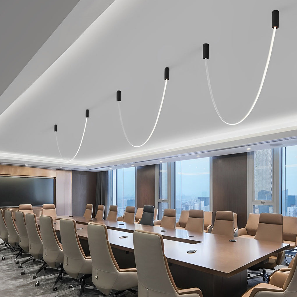 Flexible Long Art Leather Belts Minimalist Duplex Staircase Chandelier Design