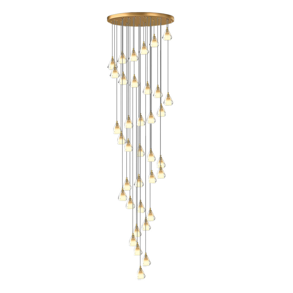 Creative Crystal Shade Three Step Dimming Nordic Staircase Chandelier Design