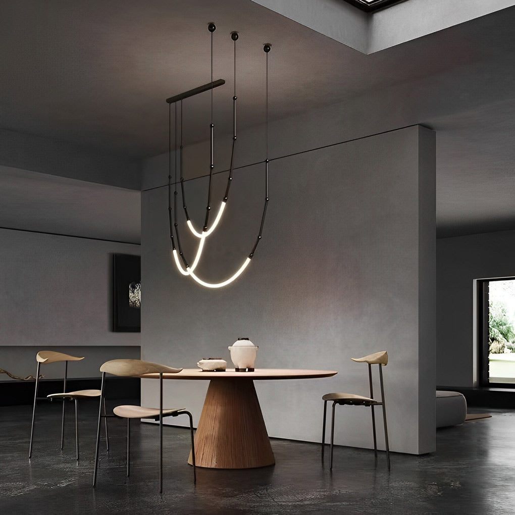 Adjustable Minimalist Line Bamboo Knots Modern Staircase Chandelier Design