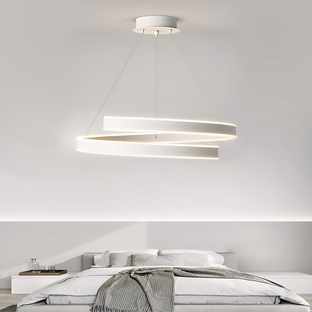 Rotating Ring Creative Three Step Dimming LED White Nordic Chandelier Design