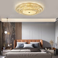 Round Crystal Three Step Dimming Glass Luxury Modern Ceiling Light Fixture - Dazuma