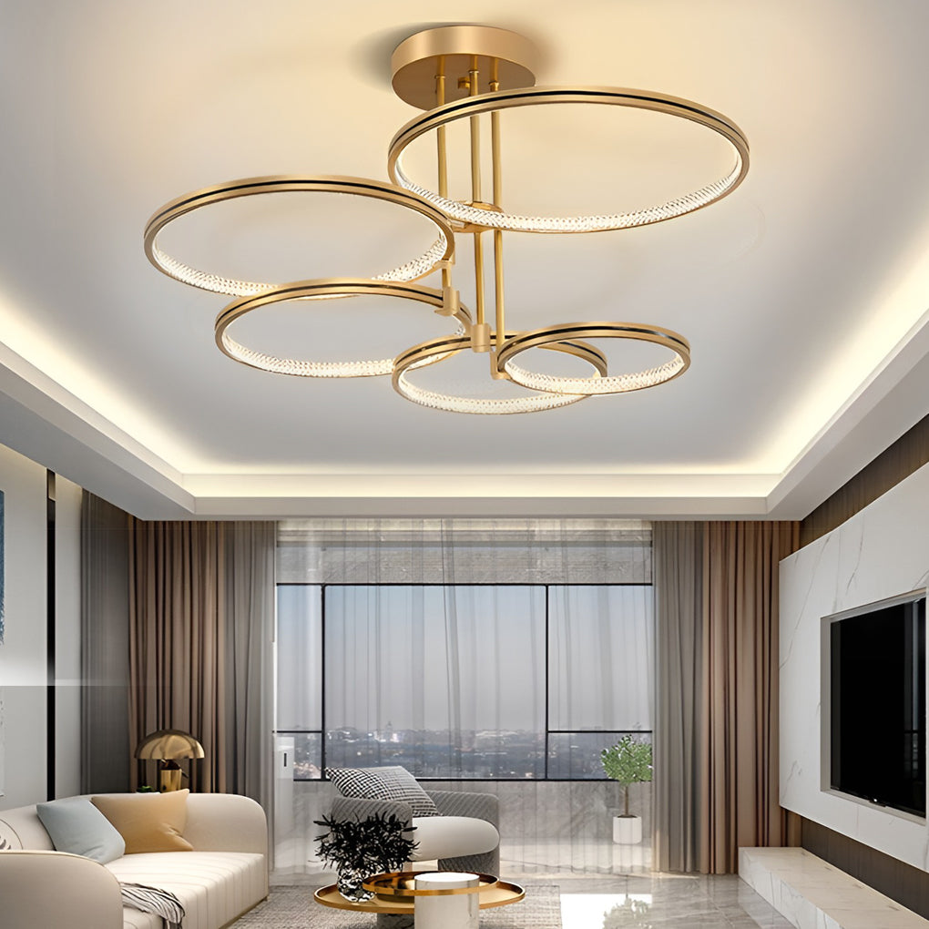 Minimalist 3 Ring Metal Nordic Ceiling Lights Chandelier Hanging Light Fixture