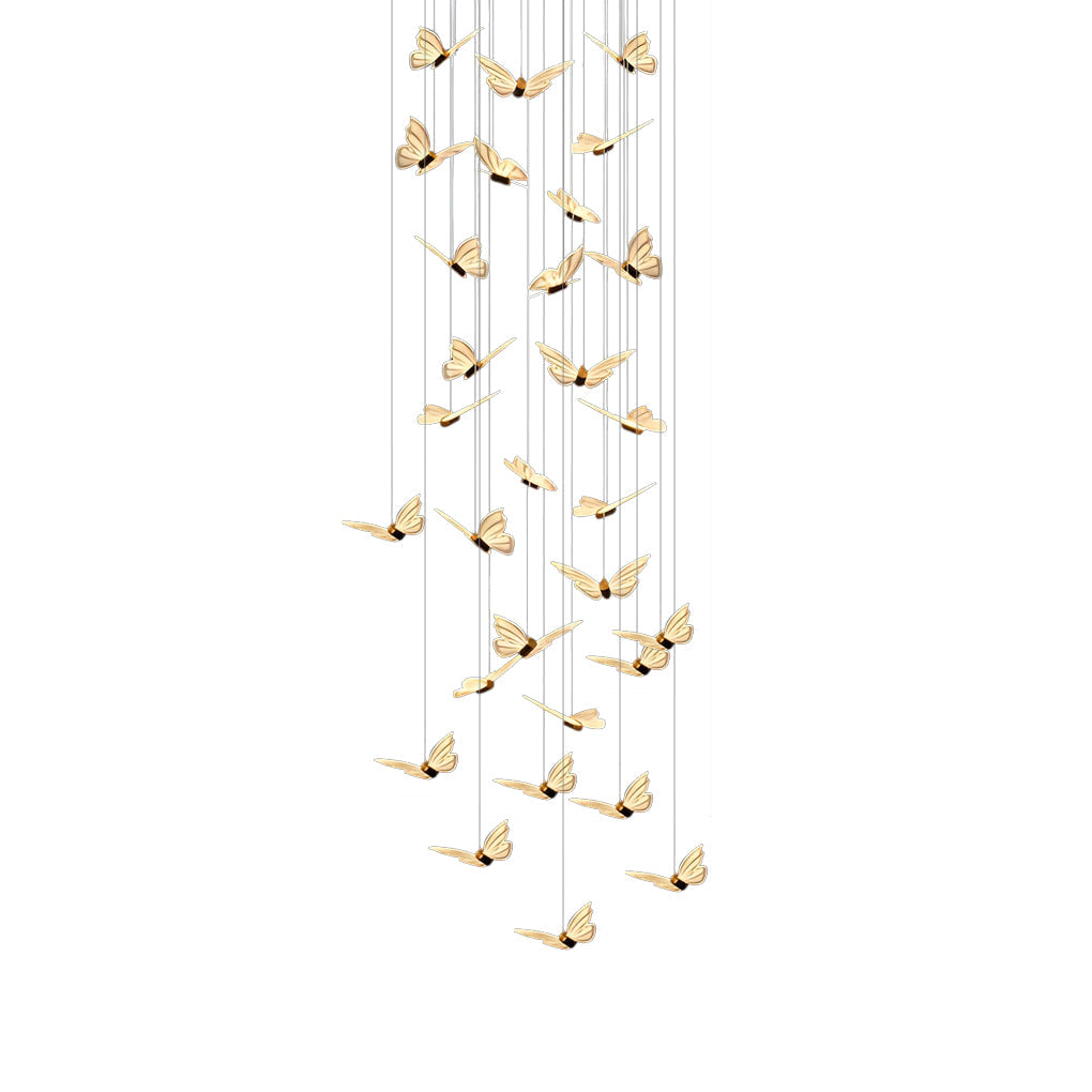 Small Butterflies Creative Three Step Dimming Modern Long Chandelier Design