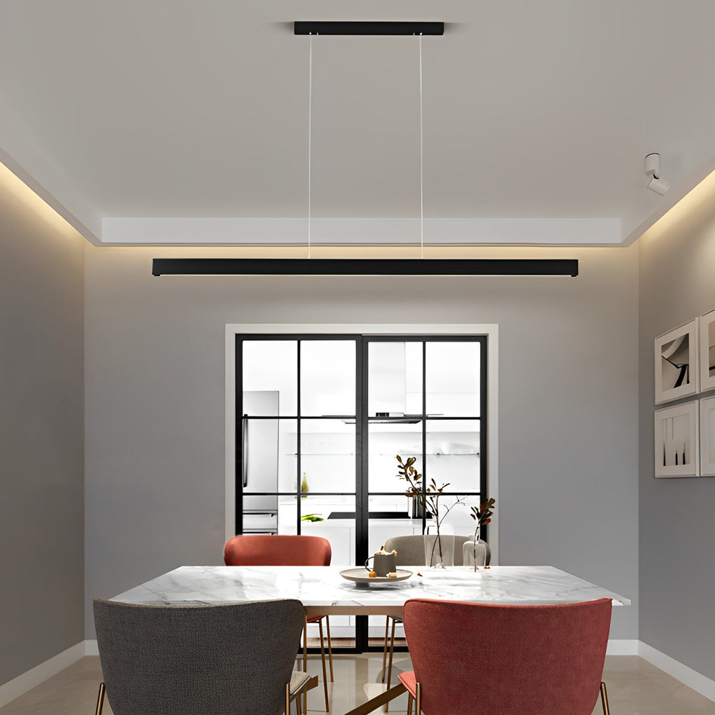 Minimalist Strip Stepless Dimming LED Black Modern Chandelier Pendant Lightings