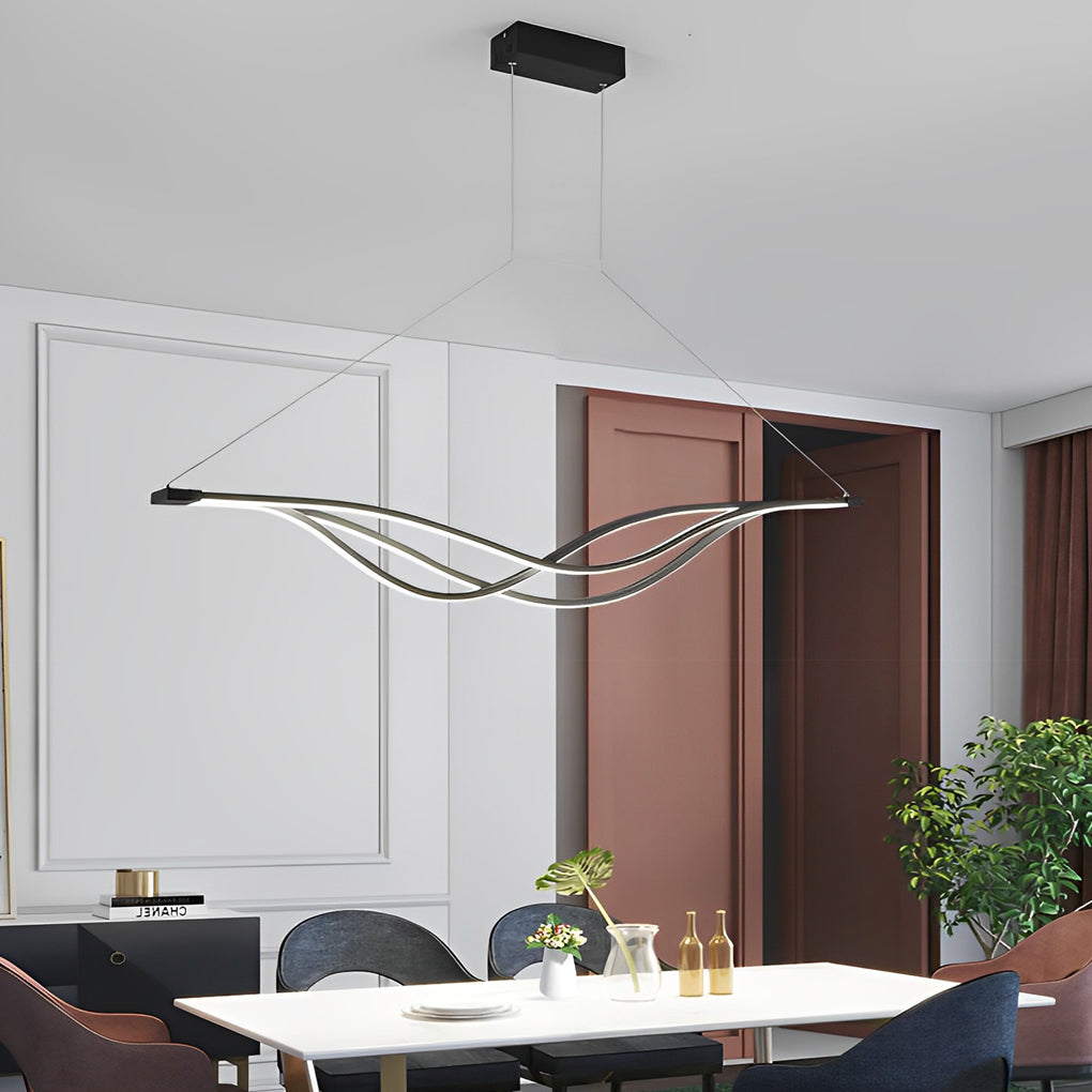 Long Waves Lines Stepless Dimming with Remote Nordic Chandelier Light Design
