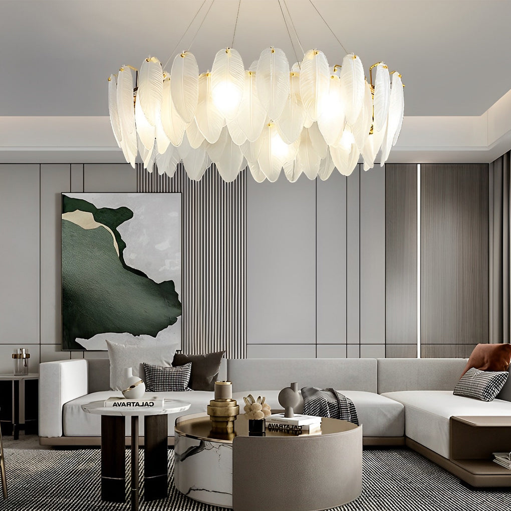 Glass Feathers Three Step Dimming Post-Modern Chandelier Dining Room Light - Dazuma
