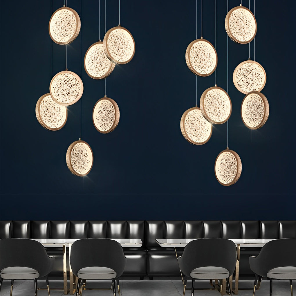 Creative Round Iron Acrylic Three Step Dimming Modern Pendant Lightings