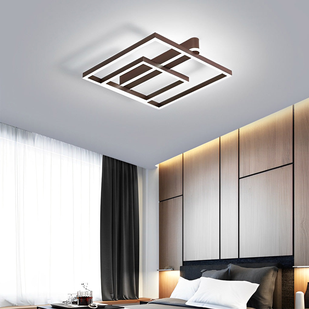Square Double Frame Metal Aluminum Creative LED Nordic Ceiling Lighting Fixture