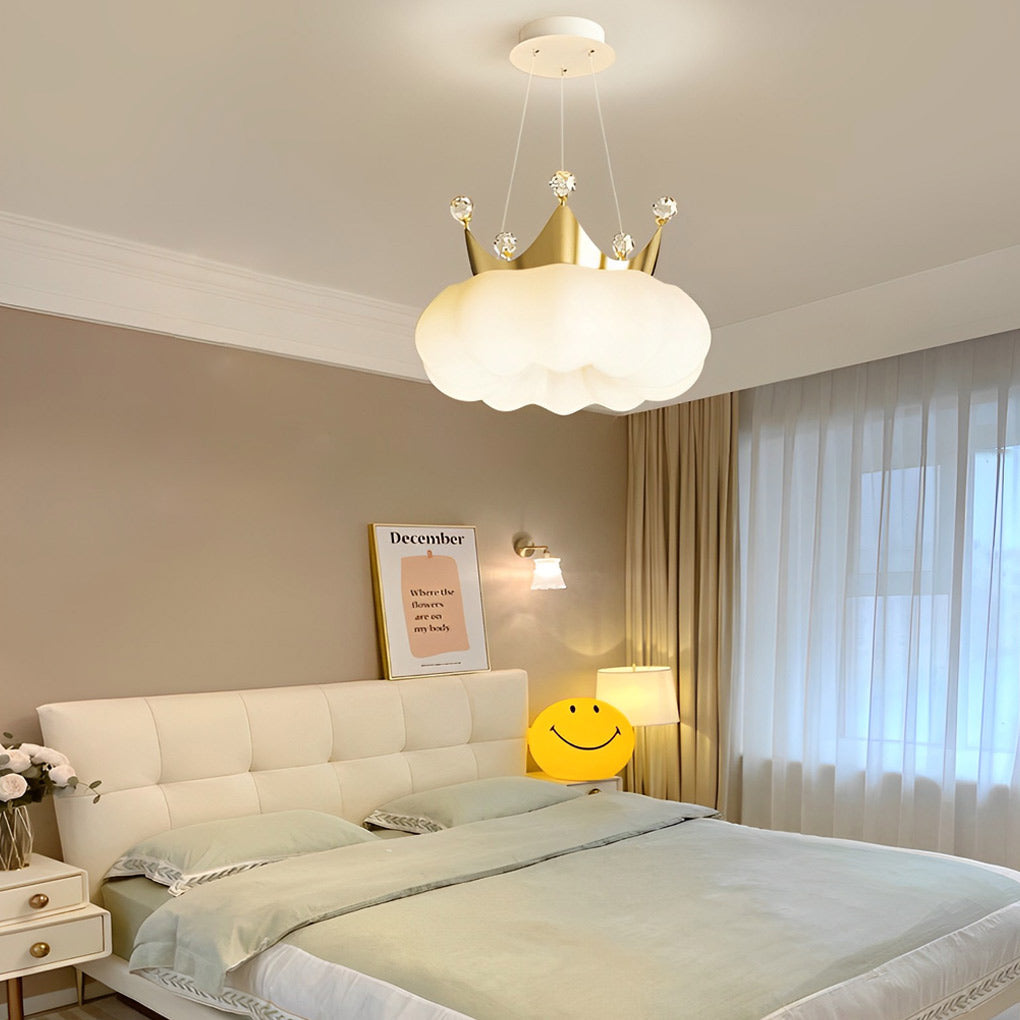 Clouds Crystal Crowns LED Three Step Dimming Ins Modern Chandelier Light Design