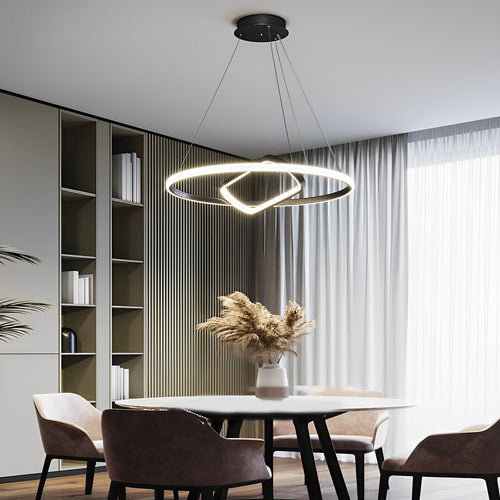 Adjustable Round Oval LED Stepless Dimming Black Modern Chandelier - Dazuma