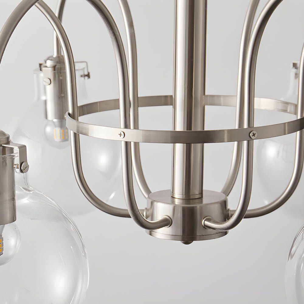 6 - Light Glass Globe Shade Indoor Nickel Finish Chandelier