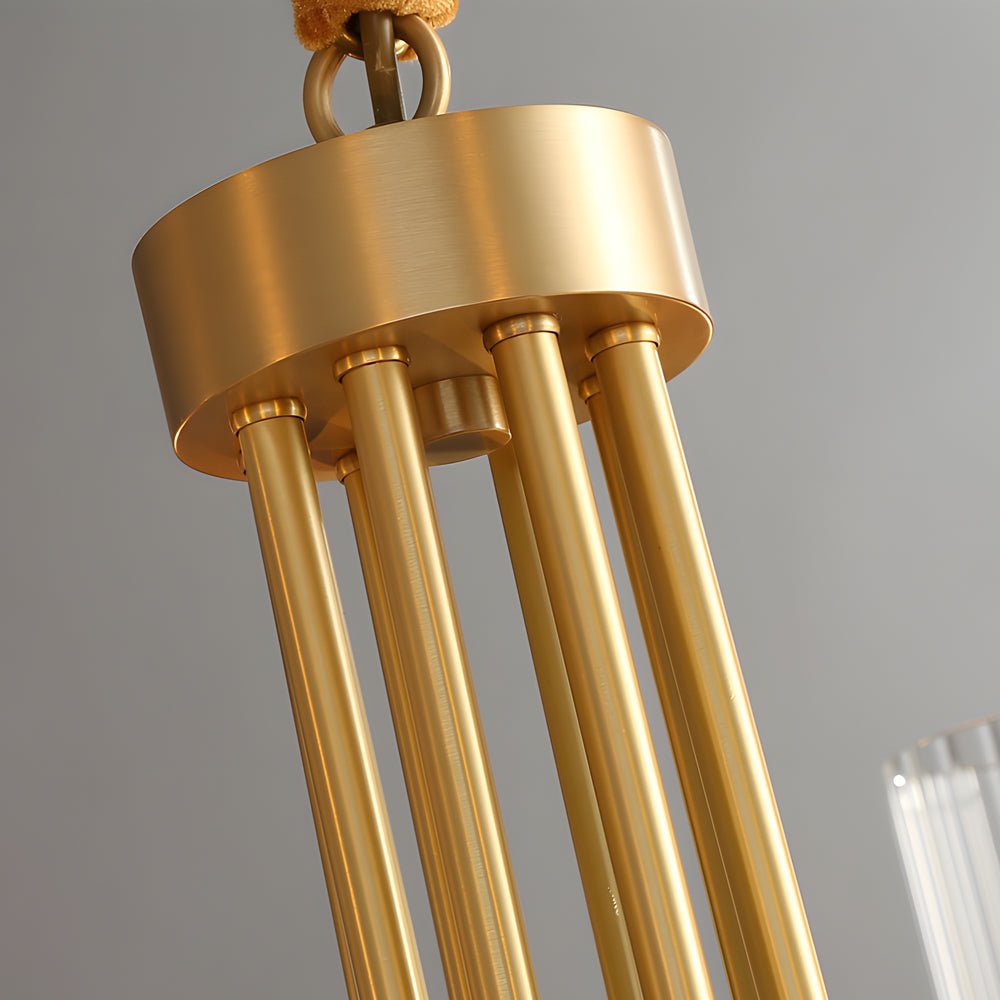 6/8 - Light Candlelight Wagon Wheel Chandelier with Glass Shades