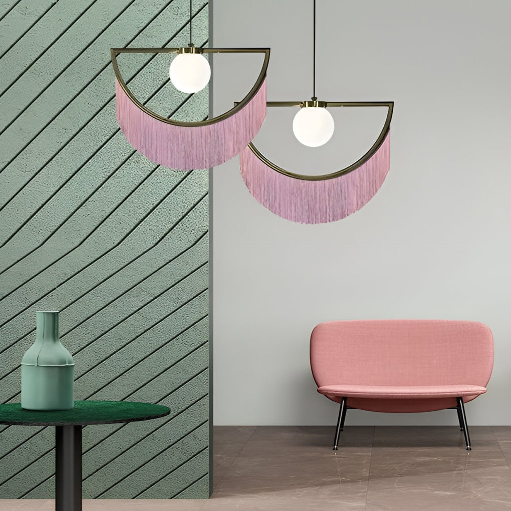Pink Tassels Creative LED Nordic Chandelier Pendant Light Hanging Light Fixture