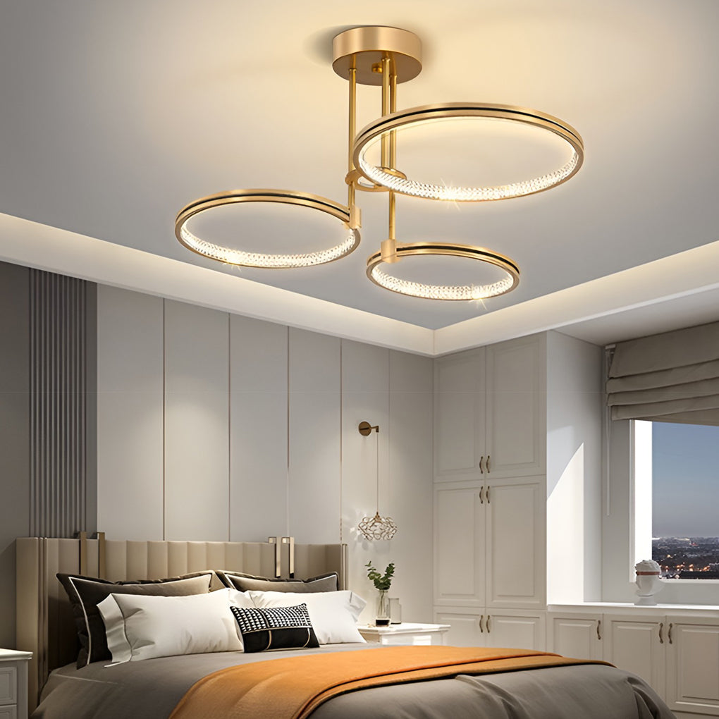 Minimalist 3 Ring Metal Nordic Ceiling Lights Chandelier Hanging Light Fixture