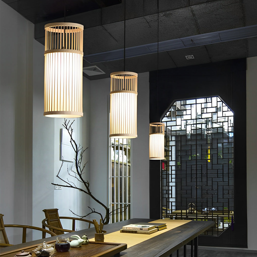 Creative Minimalist Bamboo Hand Woven LED Retro Modern Pendant Lightings